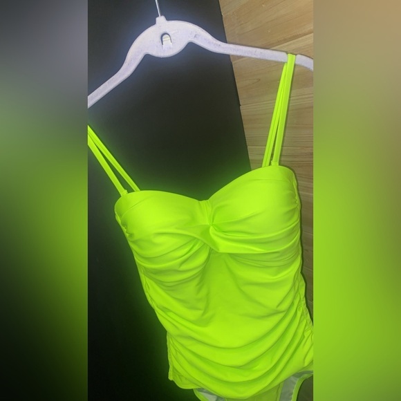 Relleciga One Piece Women’s Padded Spaghetti Strap Swimsuit Size S Neon Green - Picture 2 of 10
